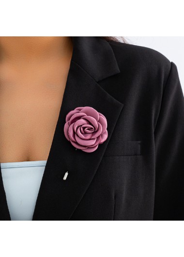 Rose Stereoscopic Flowers Design Pink Brooch