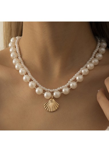Gold Pearl Detail Necklace for Woman