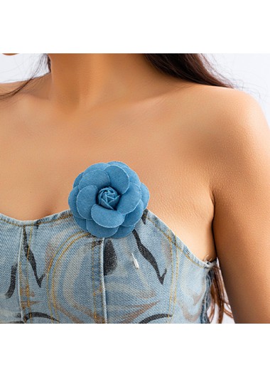 Dusty Blue jewelry,Other jewelry,Rose Stereoscopic Flowers Design Dusty Blue Brooch