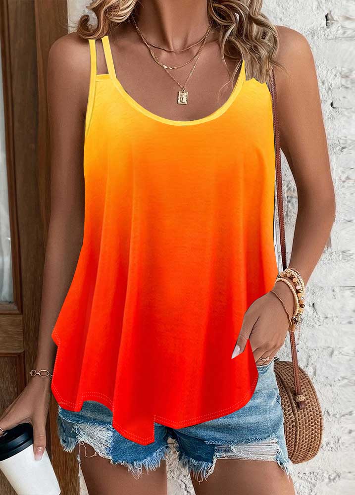 ROTITA Ombre Multi Color Scoop Neck Camisole Top