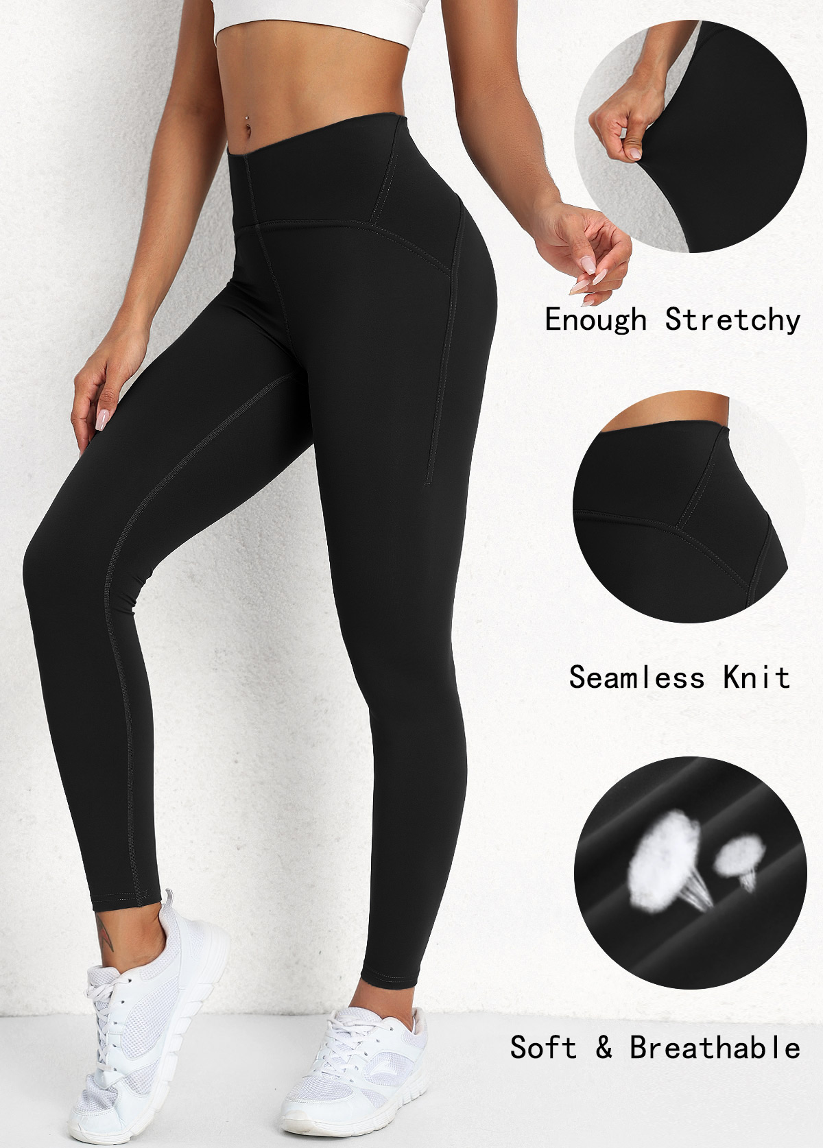 Black Skinny Elastic Waist Yoga Legging