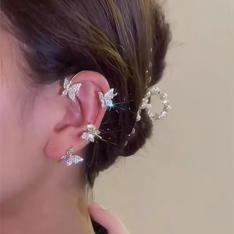Butterfly Design Alloy Detail Golden Earrings