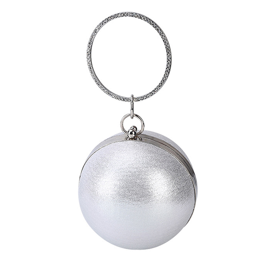 Silvery White Pearl Design Clasp Hand Bag