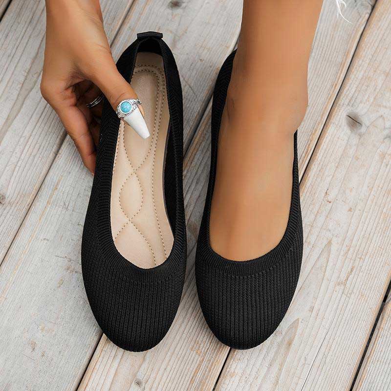 Black Mesh Falt Point Toe Flats