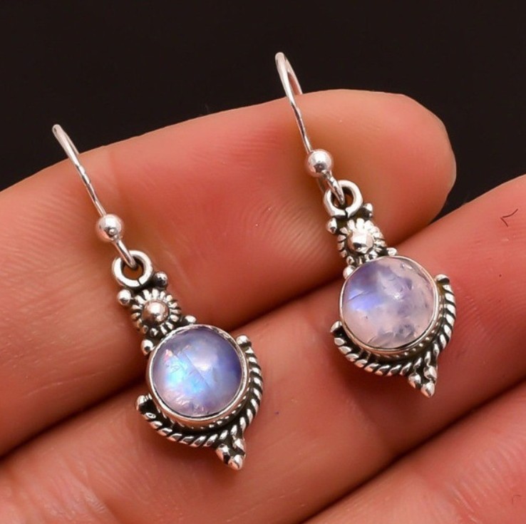 Round Silver Alloy Vintage Detail Earrings
