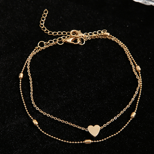 Gold jewelry,Other jewelry,Heart Design Gold Layered Detail Anklet