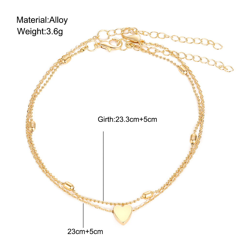 Gold jewelry,Other jewelry,Heart Design Gold Layered Detail Anklet
