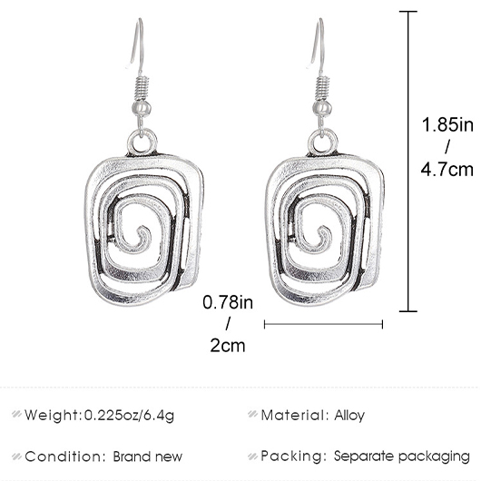 Silver jewelry,Plain Color jewelry,Geometric Square Design Silver Alloy Earrings