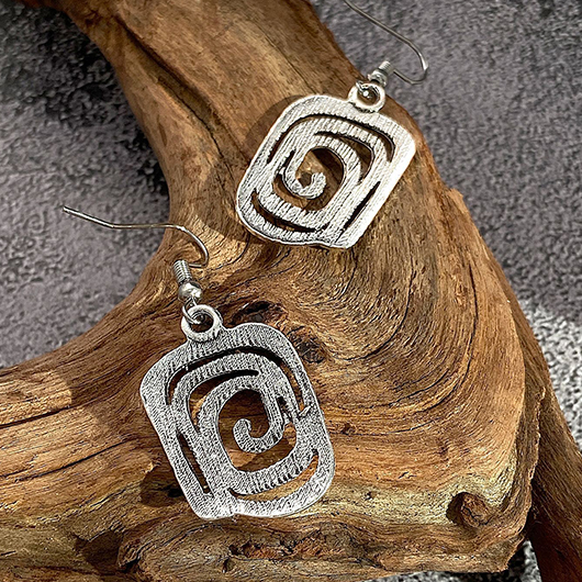 Silver jewelry,Plain Color jewelry,Geometric Square Design Silver Alloy Earrings