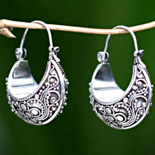 boucles d'oreilles en alliage d'argent au design tribal rétro