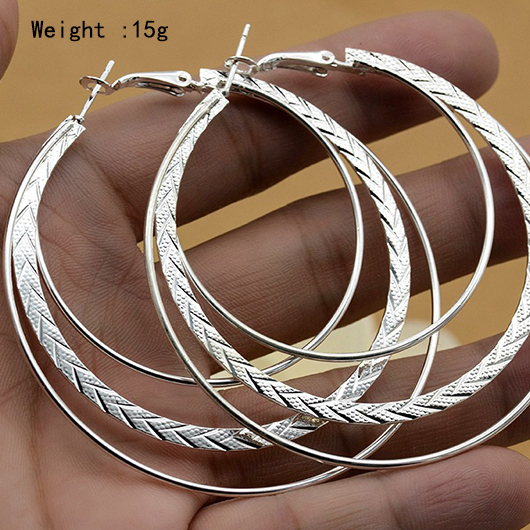 Silver jewelry,Other jewelry,Round Geometric Design Silver Alloy Earrings