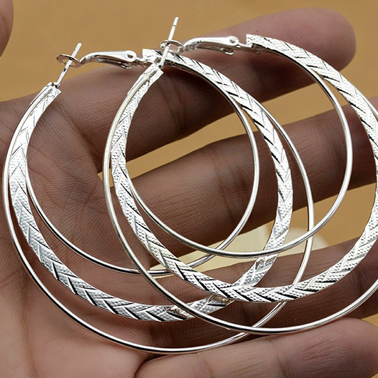 Silver jewelry,Other jewelry,Round Geometric Design Silver Alloy Earrings