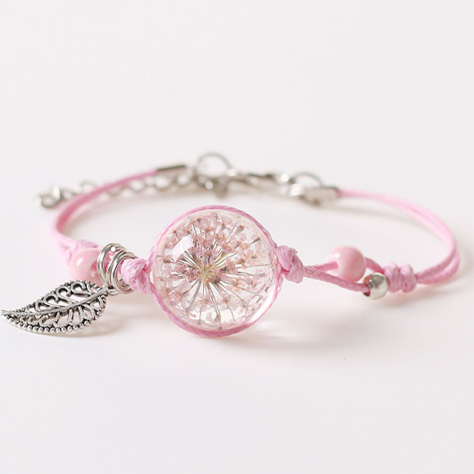 Rosafarbenes Armband mit rundem Design und Legierungsdetails