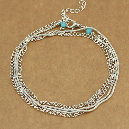 Silver jewelry,Other jewelry,Alloy Layered Design Chain Silver Anklet