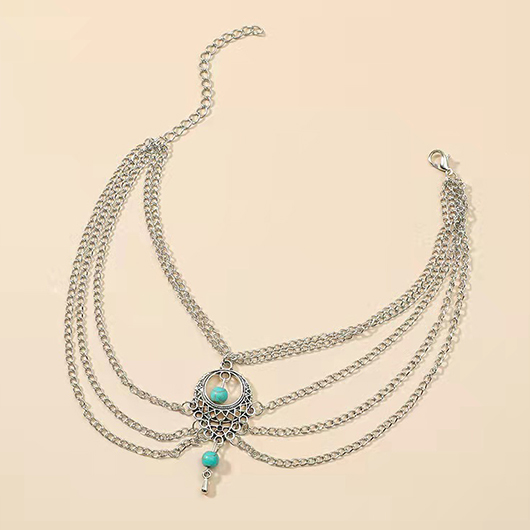 Silver jewelry,Other jewelry,Layered Design Hollow Detail Silver Anklet