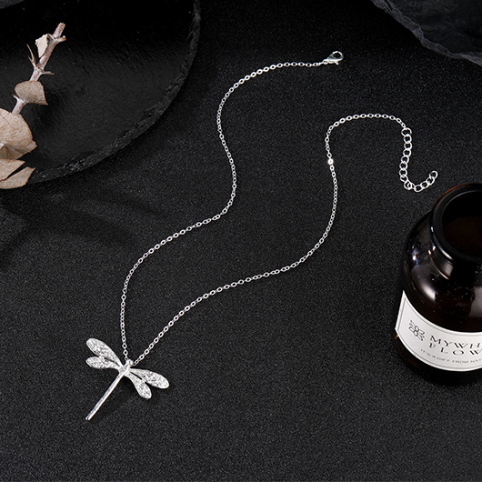 Silver Alloy Detail Dragonfly Design Necklace