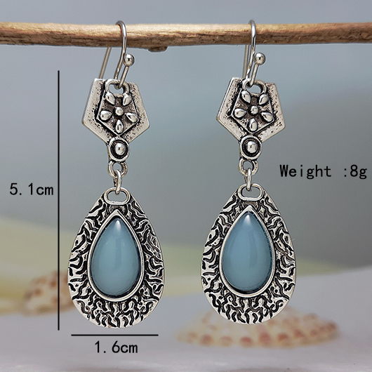 Waterdrop Floral Detail Silvery White Earrings