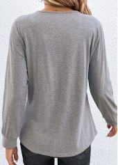 Light Grey tops,Plain Color tops,Ruched Light Grey Square Neck T Shirt