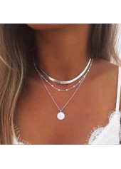 collier en argent en alliage de conception en couches rondes