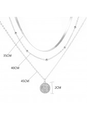 Silver jewelry,Other jewelry,Round Layered Design Alloy Silver Necklace