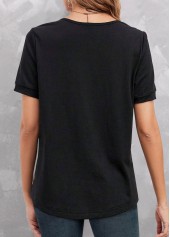 Dusty Pink tops,Black tops,Contrast Color tops,ROTITA Lace Dusty Pink Round Neck T Shirt