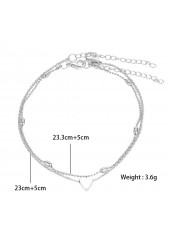 Silvery White jewelry,Other jewelry,Silvery White Heart Layered Design Anklet