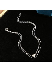 Silvery White jewelry,Other jewelry,Silvery White Heart Layered Design Anklet
