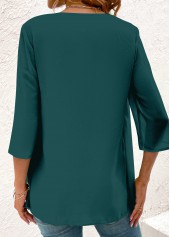 Blackish Green tops,Floral tops,ROTITA Fake 2in1 Floral Print Blackish Green Blouse