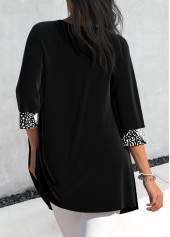 Black tops,White tops,Geometric tops,Striped tops,Plaid tops,ROTITA Two Piece Geometric Print Black Cardigan  and Tank Top