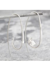 Silvery White jewelry,Plain Color jewelry,Silvery White Asymmetric Detail Alloy Earrings