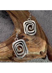Silver jewelry,Plain Color jewelry,Geometric Square Design Silver Alloy Earrings