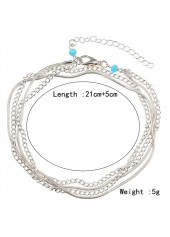 Silver jewelry,Other jewelry,Alloy Layered Design Chain Silver Anklet