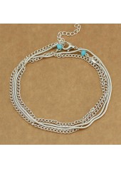 Silver jewelry,Other jewelry,Alloy Layered Design Chain Silver Anklet