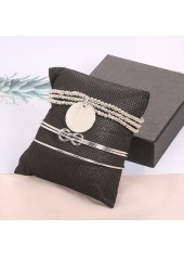 Silver jewelry,Other jewelry,Round Beads Detail Twist Silver Bracelet Set