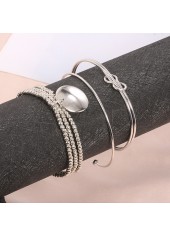 Silver jewelry,Other jewelry,Round Beads Detail Twist Silver Bracelet Set
