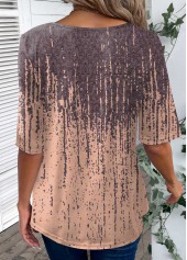 Dusty Pink tops,Tribal tops,Geometric tops,Striped tops,ROTITA Button Tribal Print Dusty Pink T Shirt