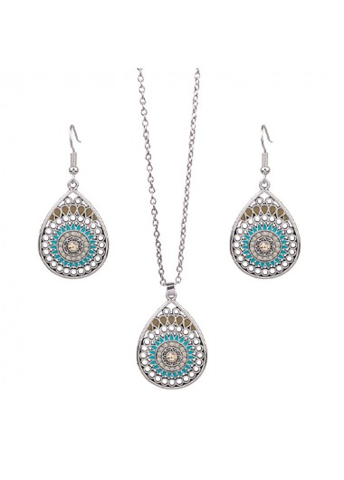 Silvery White jewelry,Other jewelry,Waterdrop Silvery White Necklace and Earrings