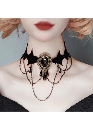 Halloween Hollow Layered Design Black Necklace
