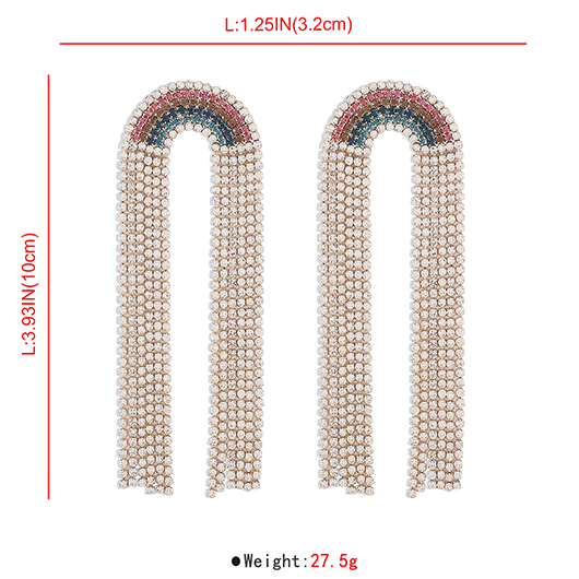 Silvery White jewelry,Contrast Color jewelry,Rainbow Detail Silvery White Alloy Earrings