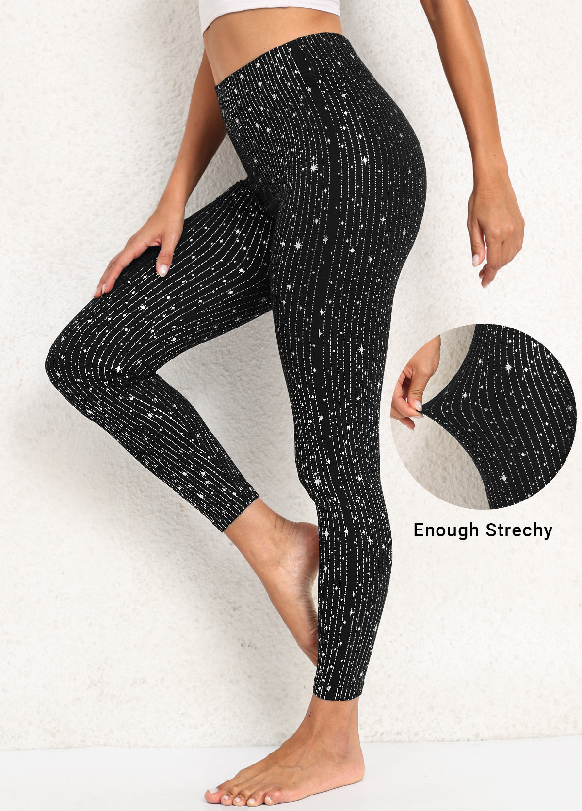 legging noir taille haute taille élastique estampage à chaud