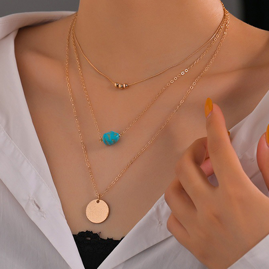Gold jewelry,Other jewelry,Layered Design Beads Metal Detail Gold Necklace