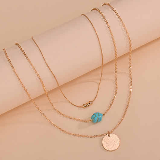 Gold jewelry,Other jewelry,Layered Design Beads Metal Detail Gold Necklace
