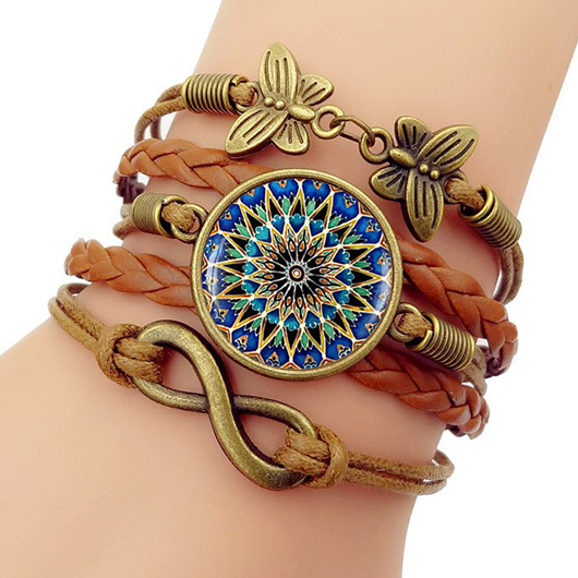 Bohemian Butterfly Detail Gold Alloy Bracelet