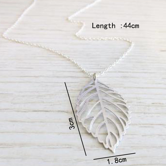Silver jewelry,Plants jewelry,Leaf Design Alloy Detail Silver Necklace