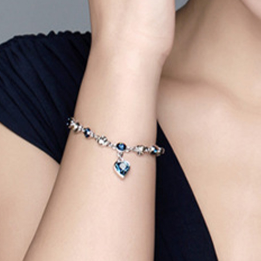 Heart Alloy Detail Sky Blue Bracelet