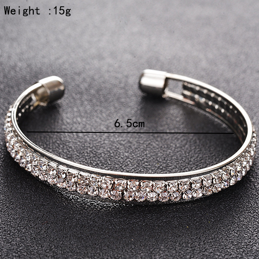 Silver jewelry,Geometric jewelry,Round Silver Alloy Hot Drilling Bracelet