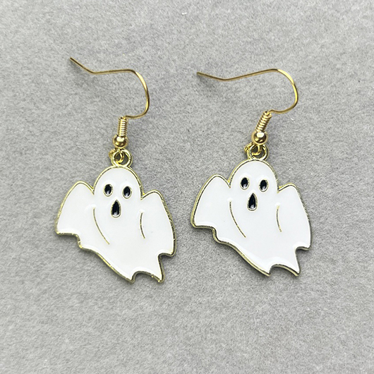 White jewelry,Halloween jewelry,White Alloy Detail Zombie Design Earrings