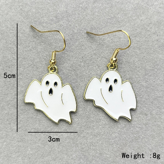 White jewelry,Halloween jewelry,White Alloy Detail Zombie Design Earrings