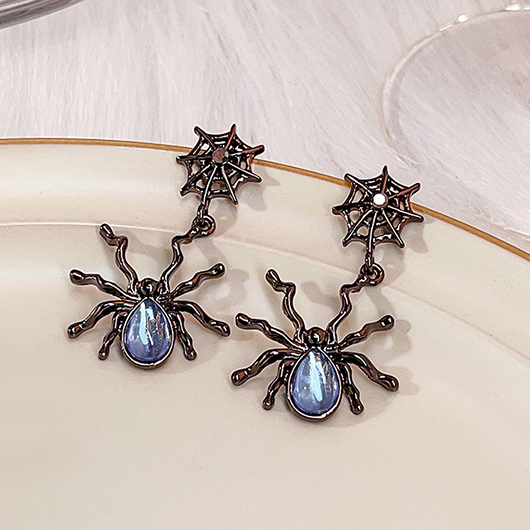 Spider Halloween Waterdrop Detail Black Earrings