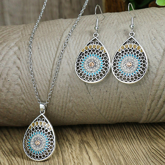 Silvery White jewelry,Other jewelry,Waterdrop Silvery White Necklace and Earrings